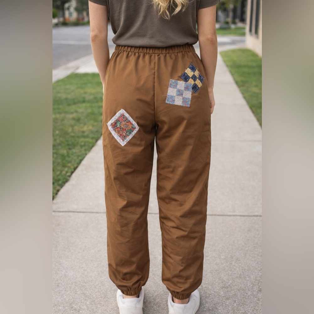 Upcycled joggers w/ patchwork details. - image 3
